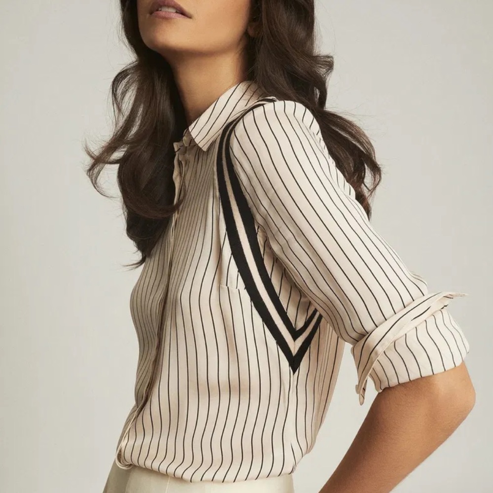 Reiss vintage stripe wool blend top